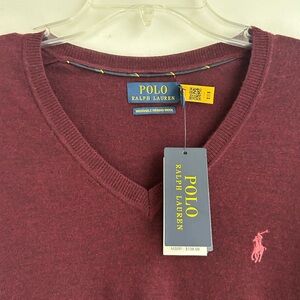 Ralph Lauren Maroon V-Neck Sweater